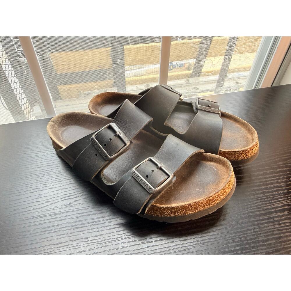 Birkenstock Arizona Black Birko-Flor Slide Sandals Womens EU 39 US 8 Narrow